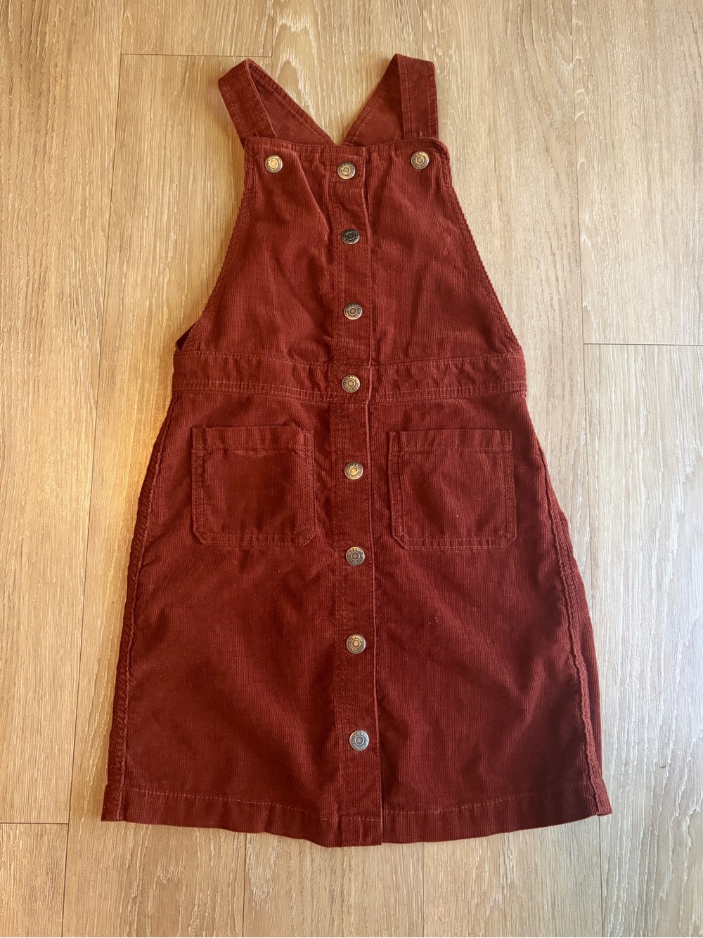 Old Navy Rust Red Corduroy Button-Front Pinafore Dress